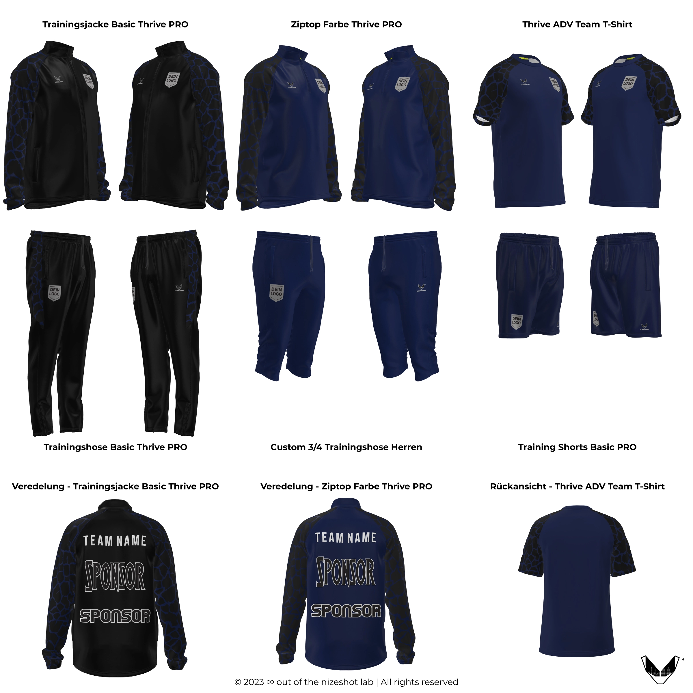 Neu: Unsere Inspiration für die Custom Teamline Thrive PRO für Team Navy. Gestalte die gesamte Teamline Weiss individuell und eigenständig - personalisiert mit Teamlogo und Sponsor.