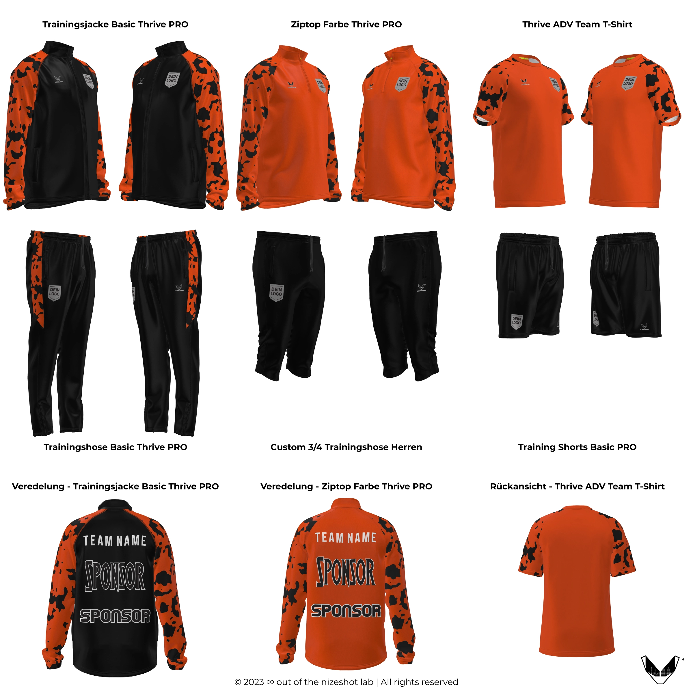 Neu: Unsere Inspiration für die Custom Teamline Thrive PRO für Team Orange. Gestalte die gesamte Teamline Weiss individuell und eigenständig - personalisiert mit Teamlogo und Sponsor.