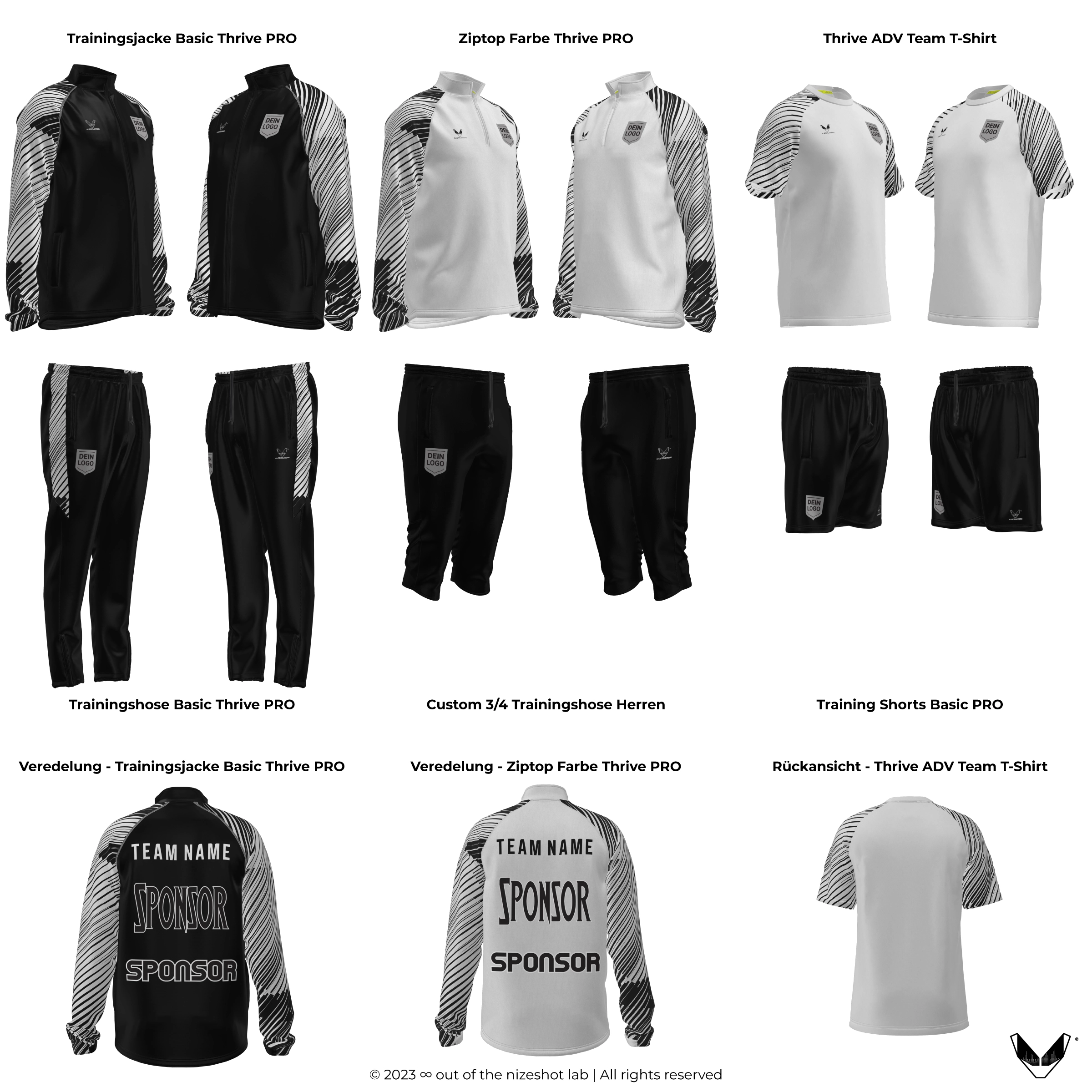 Neu: Unsere Inspiration für die Custom Teamline Thrive PRO für Team Weiss. Gestalte die gesamte Teamline Weiss individuell und eigenständig - personalisiert mit Teamlogo und Sponsor.