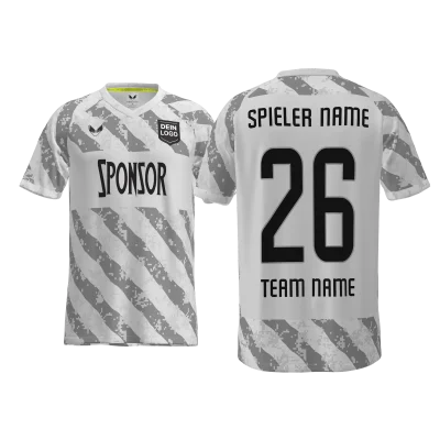 Custom Trikot Kandu PRO RVN – Diagonal-Design in Weiß und Grau mit V-Kragen, Kurzarm und FlowTronic-Rücken