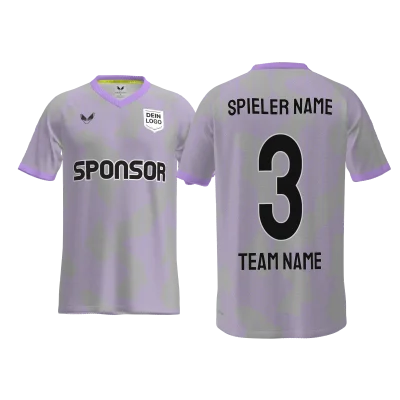 Custom Trikot Toulo PRO 05.4RVN in Silbergrau mit Lavender-Streifen und Urban-Effekt – jetzt individuell gestalten.