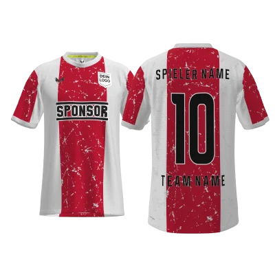 Personalisiertes Trikot Axer PRO 22SCN in Weiß mit extrabreitem roten Mittelstreifen, Cosmic-Effekt, ALIEN-Eyes® Logo – 3D-Ansicht Herren L